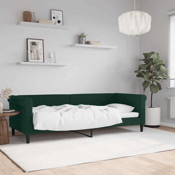 vidaXL Lit de repos sans matelas vert fonc&eacute; 80x200 cm velours