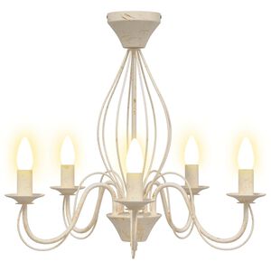 vidaXL Chandelier E14 m&eacute;tal Blanc antique &Oslash; 52 x 47 cm