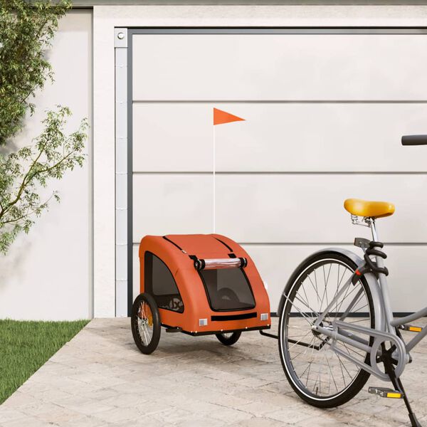 vidaXL Remorque de v&eacute;lo pour animaux de compagnie orange