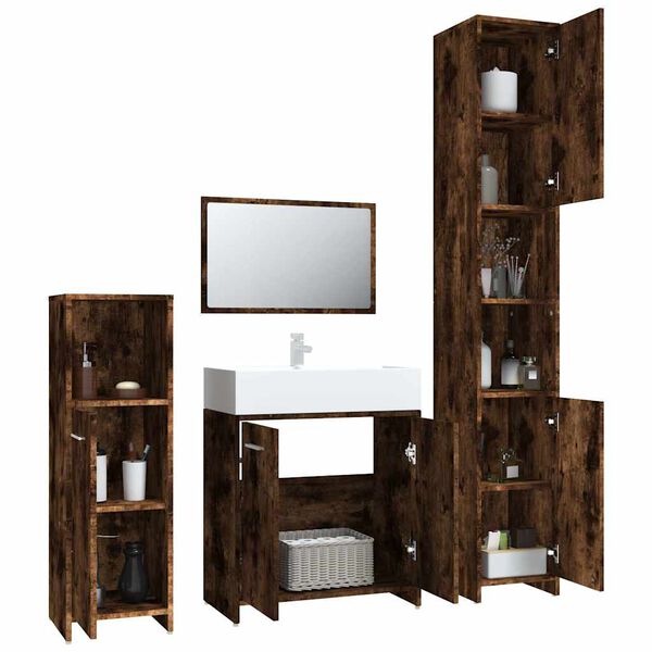 vidaXL Ensemble de meubles de salle de bain 4 pcs Chêne fumé Bois