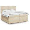vidaXL Sommier &agrave; lattes de lit avec matelas Cr&egrave;me 200x200 cm Tissu
