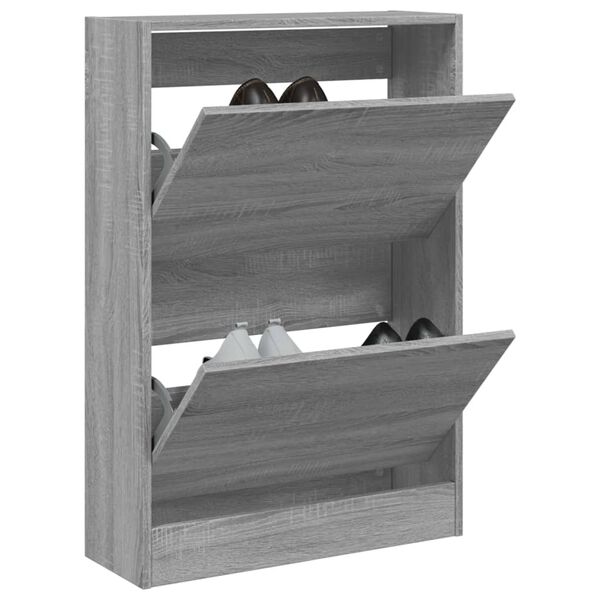 vidaXL Armoire &agrave; chaussures sonoma gris 60x21x87,5 cm bois ing&eacute;nierie