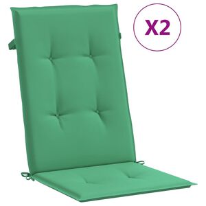 vidaXL Coussins de chaise de jardin &agrave; dossier haut lot de 2 vert tissu