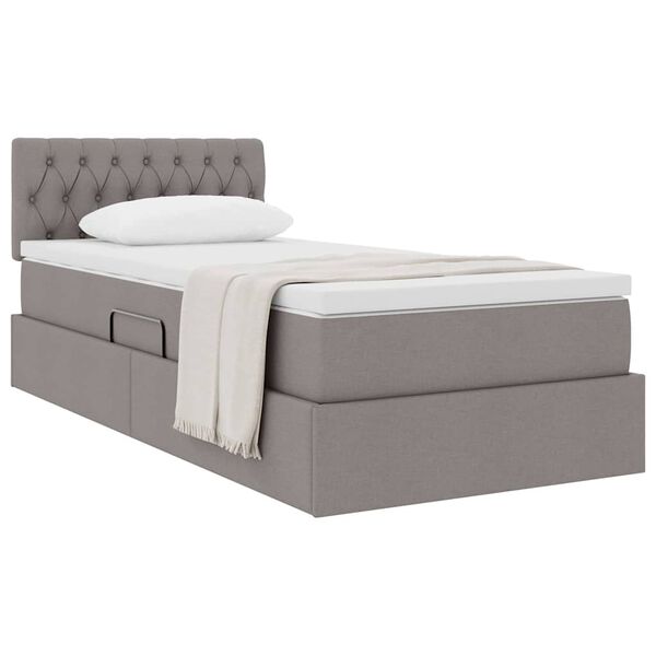 vidaXL Lit avec rangement et matelas avec matelas Taupe 100 x 200 cm