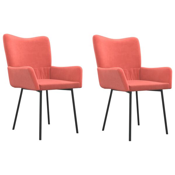 vidaXL Chaises à manger lot de 2 Rose Velours