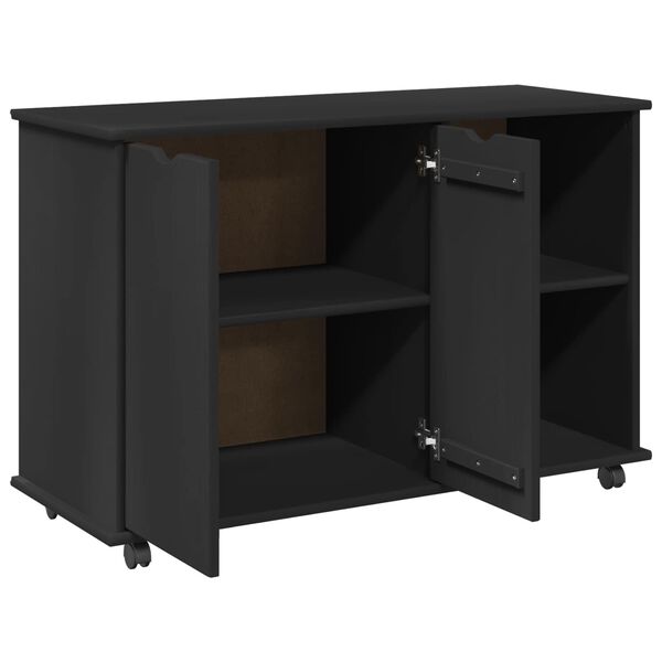 vidaXL Cabinet roulant Noir 100 x 39 x 65,5 cm Bois de Pin Massif