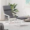 vidaXL Chaise de relaxation avec repose-pied Gris fonc&eacute; Tissu