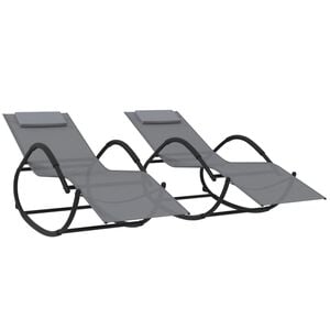 vidaXL Chaises longues &agrave; bascule 2 pcs Gris Acier et textil&egrave;ne