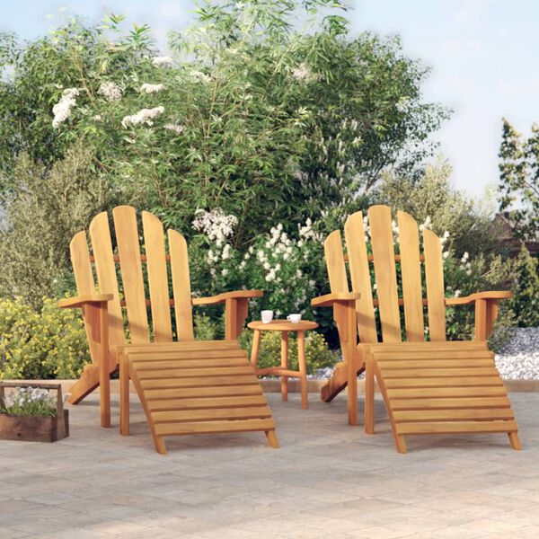 vidaXL Chaises de jardin Adirondack repose-pieds lot de 2 teck solide