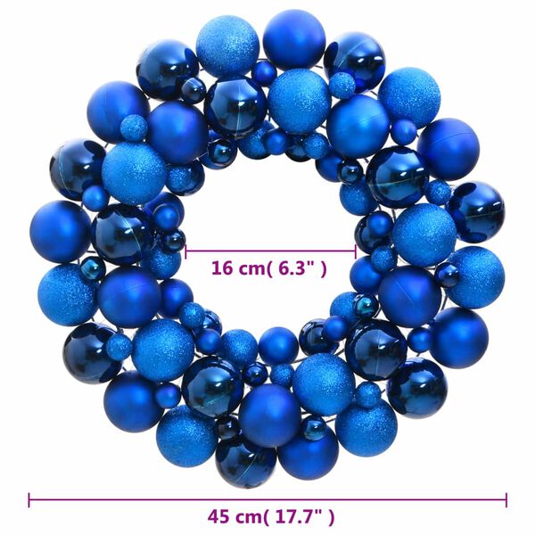 vidaXL Couronne de Noël bleu 45 cm polystyrène