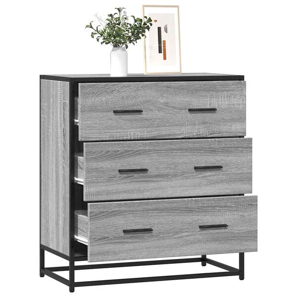 vidaXL Buffet sonoma gris 68x35x76 cm bois d'ing&eacute;nierie et m&eacute;tal