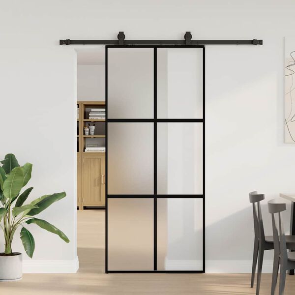 vidaXL Porte coulissante avec kit de quincaillerie noir 90x205 cm