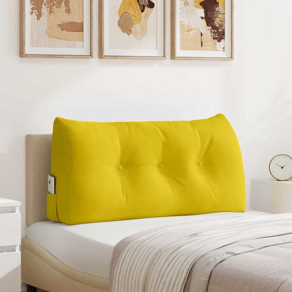 vidaXL Coussin de Dos Jaune 100 x 24 x 50 cm Velours