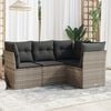 vidaXL Salon de jardin 4 pcs avec coussins gris clair r&eacute;sine tress&eacute;e