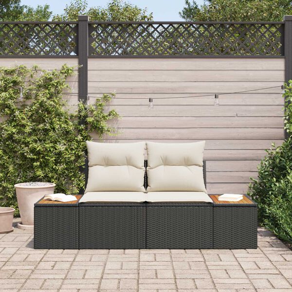 vidaXL Canapé de jardin Noir 184 x 62 x 85cm polyrotin