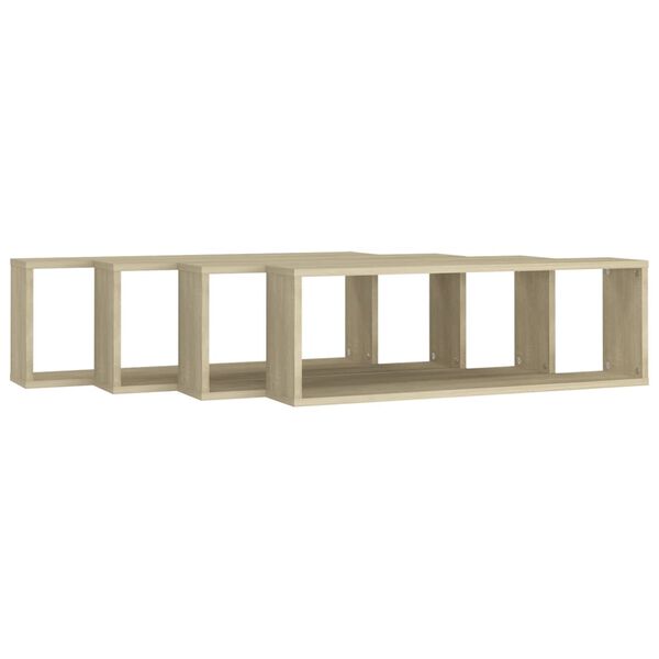 vidaXL &Eacute;tag&egrave;res cube murales 4 pcs Ch&ecirc;ne sonoma 80x15x26,5 cm