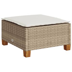 vidaXL Tabouret de jardin et coussin beige 63,5x56x32cm r&eacute;sine tress&eacute;e