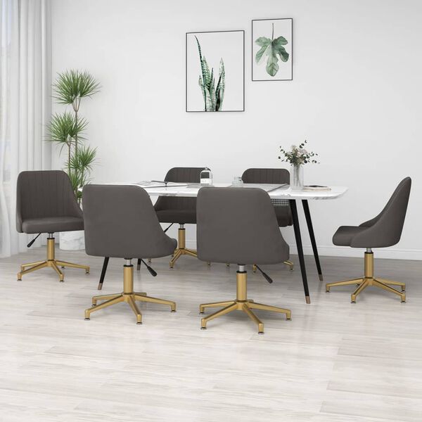 vidaXL Chaises pivotantes &agrave; manger lot de 6 gris fonc&eacute; velours