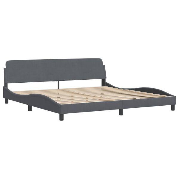 vidaXL Lit avec matelas Dover gris fonc&eacute; 200x200 cm velours