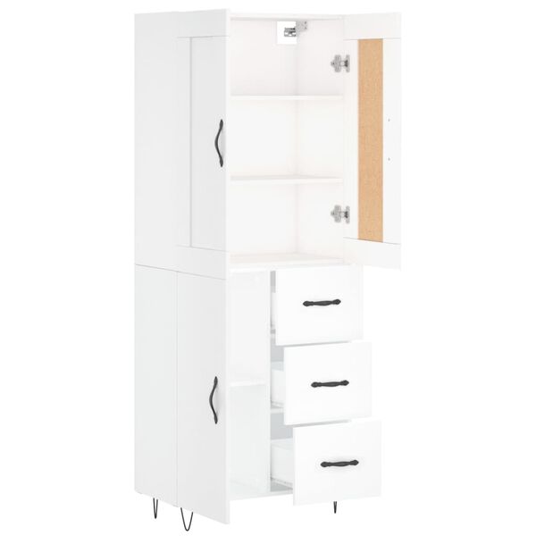 vidaXL Buffet haut Blanc 69,5x34x180 cm Bois d'ing&eacute;nierie