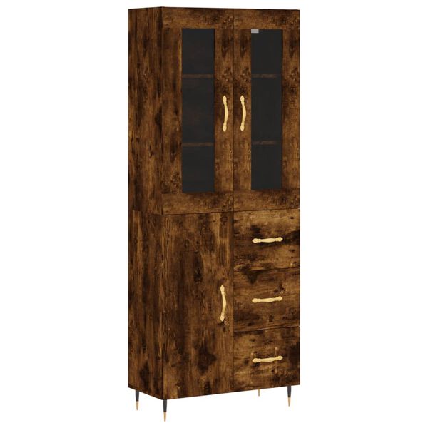 vidaXL Buffet haut Ch&ecirc;ne fum&eacute; 69,5x34x180 cm Bois d'ing&eacute;nierie