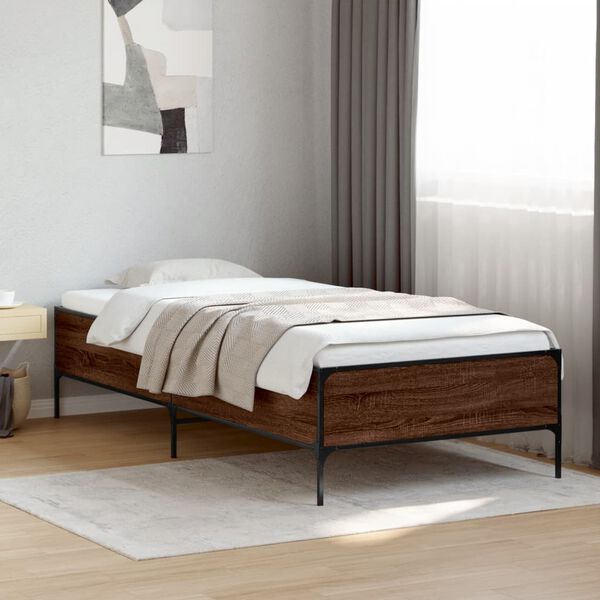 vidaXL Cadre de lit sans matelas ch&ecirc;ne marron 100x200 cm