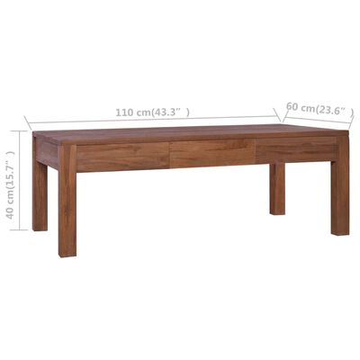 vidaXL Table basse 110x60x40 cm Bois de teck massif