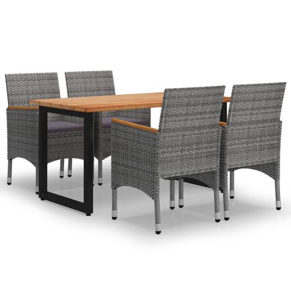 vidaXL Ensemble &agrave; manger de jardin avec coussins 5 pcs r&eacute;sine tress&eacute;e