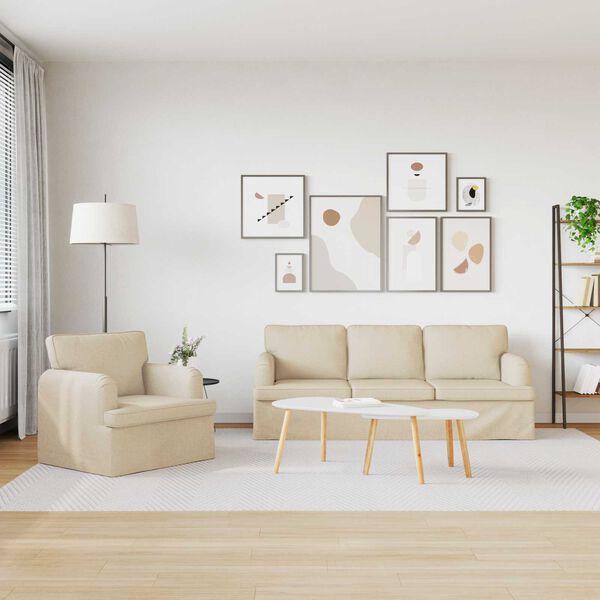 vidaXL Canap&eacute; 2 pcs Cr&egrave;me 144 x 80 x 85 cm tissu