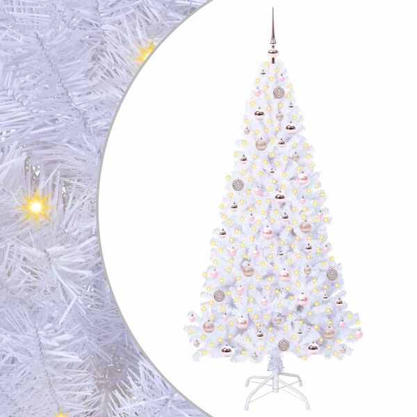 vidaXL Sapin de Noël artificiel avec 300 LED Blanc 180 cm PVC et Acier