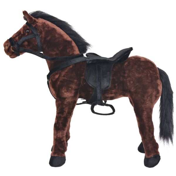 vidaXL Jouet en peluche Cheval Marron fonc&eacute; XXL
