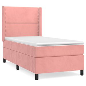 vidaXL Sommier &agrave; lattes de lit avec matelas Rose 90x190 cm Velours