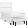 vidaXL Sommier &agrave; lattes de lit avec matelas Blanc 100x200cm Similicuir