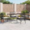 vidaXL Ensemble à manger de jardin coussins 5pcs Noir Résine tressée