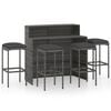 vidaXL Ensemble de bar de jardin avec coussins 5 pcs Gris