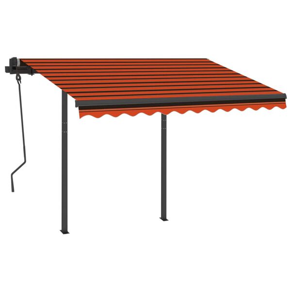vidaXL Auvent manuel r&eacute;tractable avec poteaux 3x2,5 m Orange et marron