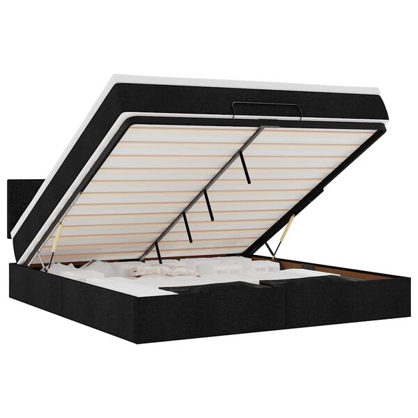 vidaXL Lit ottoman avec matelas et LED Noir 180x200cm tissu