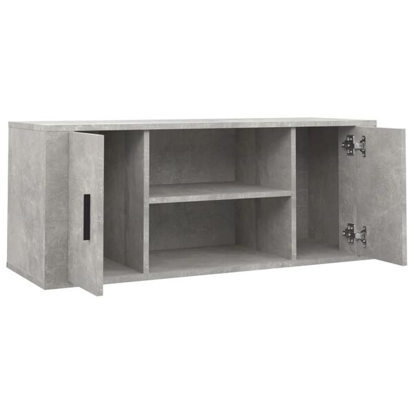 vidaXL Meuble TV Gris béton 100x35x40 cm Bois d'ingénierie