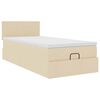 vidaXL Cadre de lit ottoman avec matelas cr&egrave;me 90x190 cm tissu