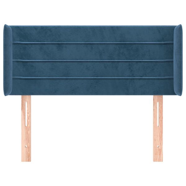 vidaXL T&ecirc;te de lit avec oreilles Bleu fonc&eacute; 103x16x78/88 cm Velours