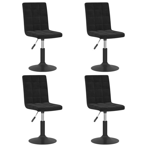 vidaXL Chaises pivotantes &agrave; manger lot de 4 noir velours