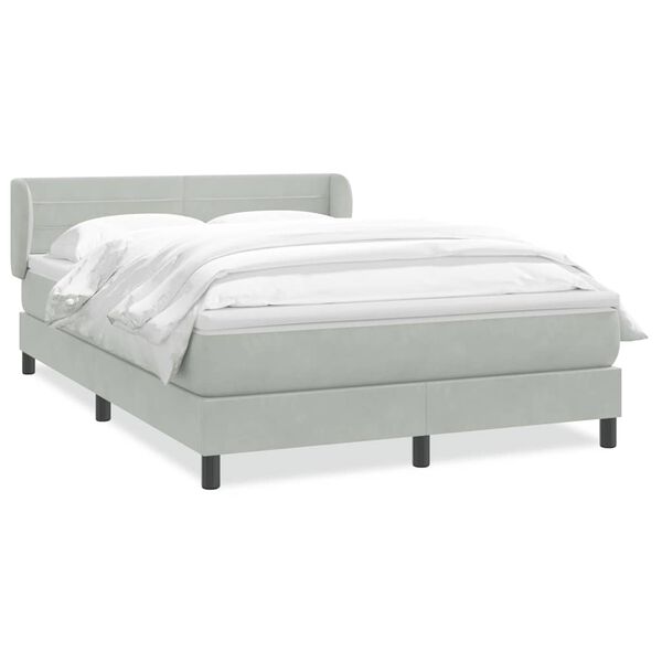 vidaXL Sommier &agrave; lattes de lit et matelas gris clair 160x220cm velours