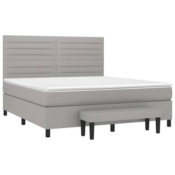 vidaXL Sommier &agrave; lattes de lit avec matelas Gris clair 160x200cm Tissu