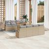 vidaXL Ensemble de canap&eacute; de jardin 9 pcs Beige Poly rotin