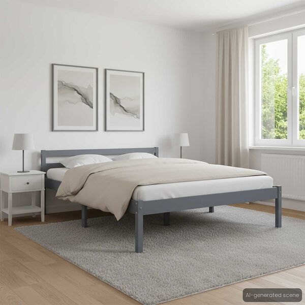 vidaXL Cadre de lit sans matelas gris bois de pin massif 120x200 cm