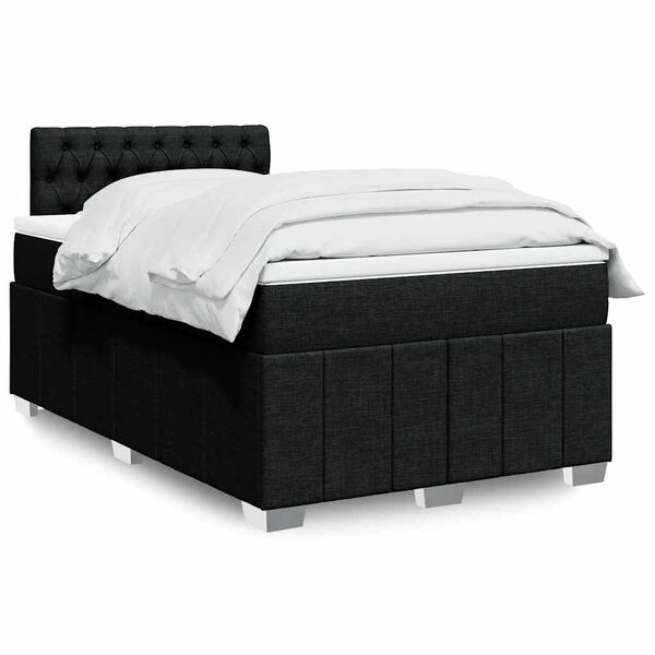 vidaXL Sommier &agrave; lattes de lit avec matelas Noir 120x200 cm Tissu