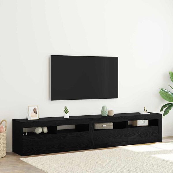 vidaXL Meuble TV 2 pcs Chêne noir 210 x 35 x 40 cm Bois d'ingénierie