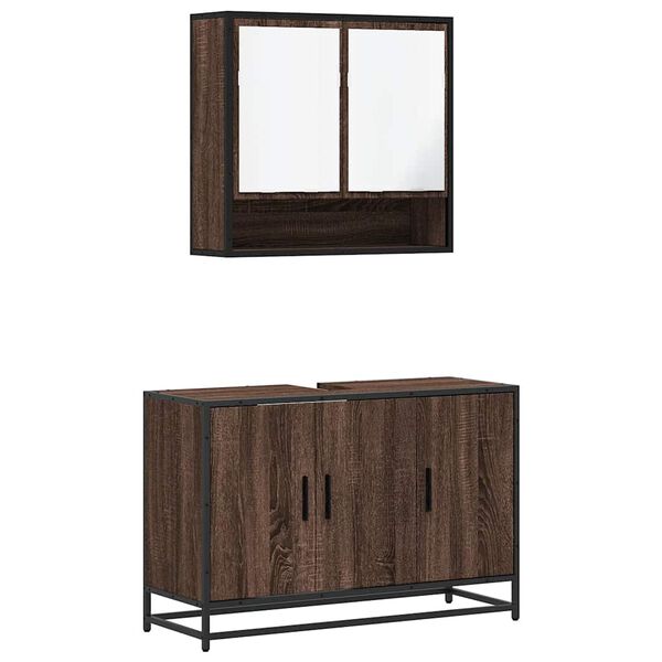 vidaXL Ensemble de meubles de salle de bain 2 pcs Chêne marron