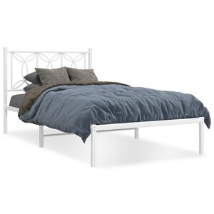 vidaXL Cadre de lit m&eacute;tal sans matelas et t&ecirc;te de lit blanc 107x203 cm