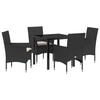 vidaXL Ensemble de salle &agrave; manger pour jardin 5 pcs Noir polyrotin